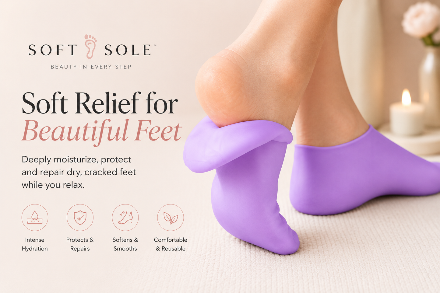 HydraHeel Intensive Moisturizing Gel Socks for Deep Heel Repair